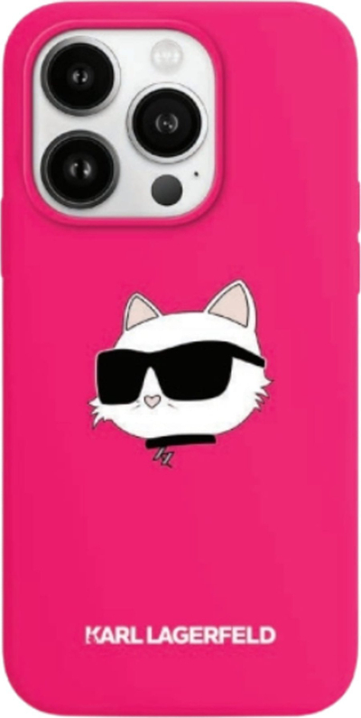 Mbulesë telefoni Karl Lagerfeld Choupette Head për iPhone 16, silikon, rozë