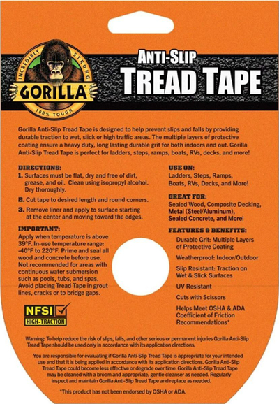 Shirit antirrëshqitës Gorilla Heavy Duty Tread Tape, 50.8mm, 3m, i zi