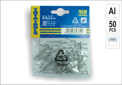 Thumba alumini Vorel 12.7 x 4.0mm, 50 copë 