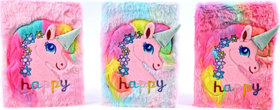 Ditari me pelush Furry Unicorn, format A5, ngjyra të ndryshme
