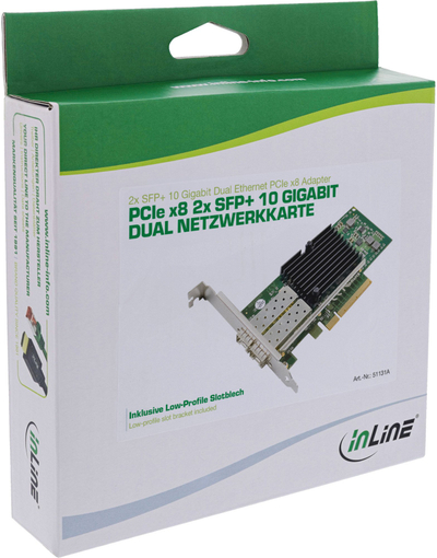 Kartë rrjeti Exsys InLine Dual 10G, 2x SFP+, PCIe x8, e zezë