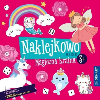 Libër aktivitetesh me ngjitëse Demart Naklejkowo Kids Magiczna Kraina, fëmijë 3+, ngjyra rozë