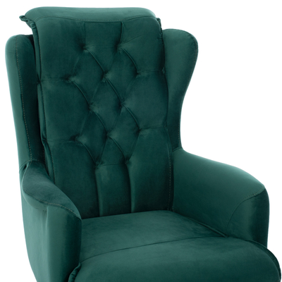 Fotelje bergere Bennington, kadife, 75x100x100 cm, jeshile Cypress
