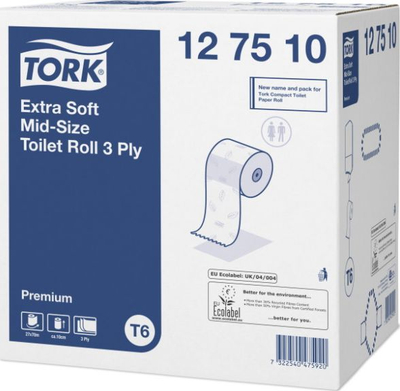 Letër tualeti Tork 127510 MIDI, 3 shtresa, ekstra e butë, e bardhë