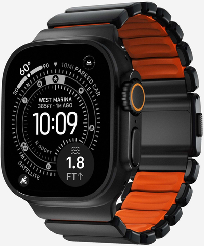 Rrip për Apple Watch Stratos Band 49mm, titan i zi, Ultra Orange
