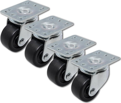 Rrota pa frenë për kabinet RACK 19" Qoltec, set 4 copë, çelik