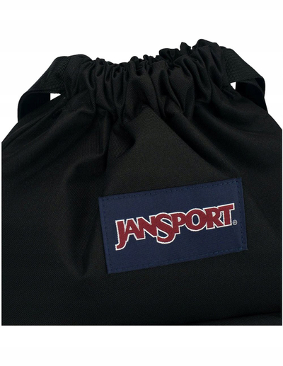 Çantë shpine JanSport Draw Sack, 14L, me xhep me zinxhir, e zezë