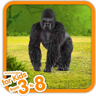 Figurinë Schleich Wild Life gorillë mashkull, lodër për mësim, shumëngjyrëshe