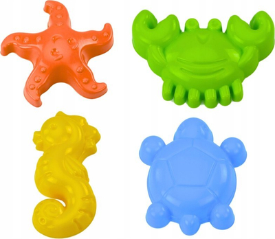 Set forma rëre Sea Sand Molds, 4 copë, plastike, me ngjyra të ndryshme