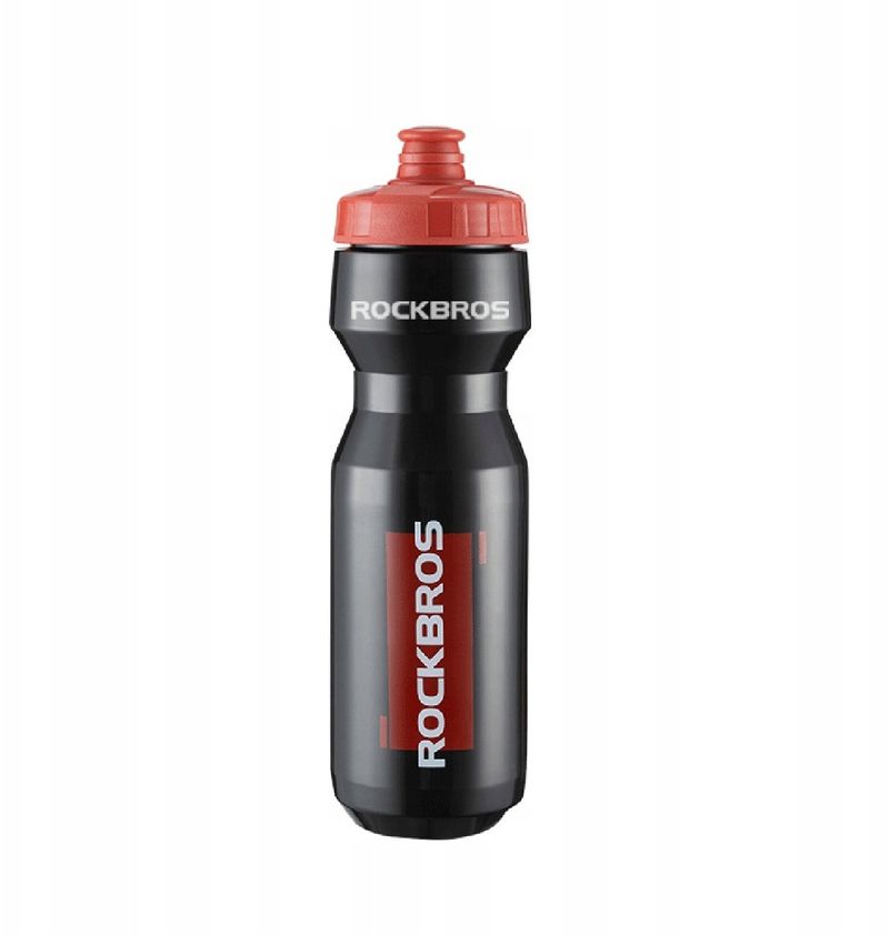 Shishe biçiklete Rockbros, 750ml, kundër rrjedhjes, transparente e zezë me kapak të kuq