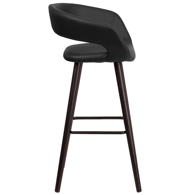 Stol bari Flash Furniture, 75cm, lëkurë sintetike, i zi