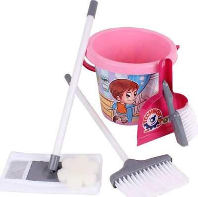 Set pastrimi lodër Technok 6429 P3, me kovë, mop, fshesë e furça, shumëngjyrësh