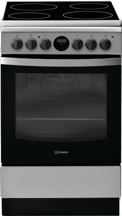 Shporet elektrik me pllaka qeramike Indesit IS5V8CHX/E, furrë me grill, inox i zi
