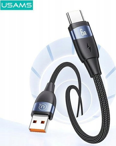 Kabllo karikimi USAMS U85 USB A në USB C, 6A 65W, 1.2m, e zezë