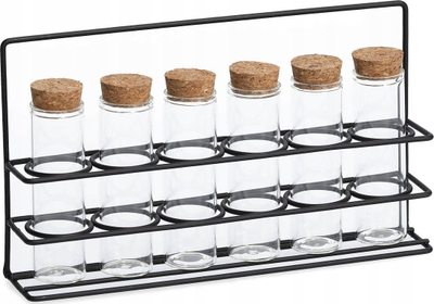 Set kavanozash për erëza Zeller Spice, 6 copa, qelq 55 ml, transparente me të zezë