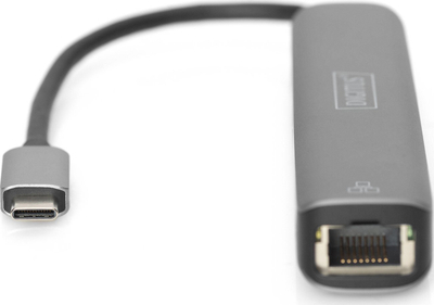 Adapter USB‑C Digitus Dock 5 porta, HDMI 4K, RJ45 Gigabit, gri