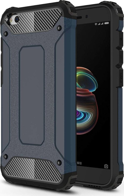 Kuti mbrojtëse Hurtel për Xiaomi Redmi Go, e fortë po dhe fleksibile, anti-shok, blu me të zezë