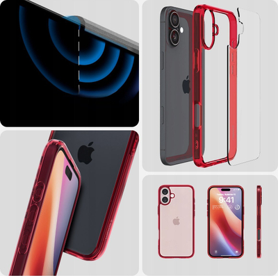 Kapak telefoni Spigen Ultra Hybrid, për iPhone 16, i tejdukshëm Red Crystal