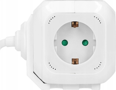 Zgjatues elektrik 4-fish, 2P E Schuko, 2xUSB, 1.4m, i bardhë