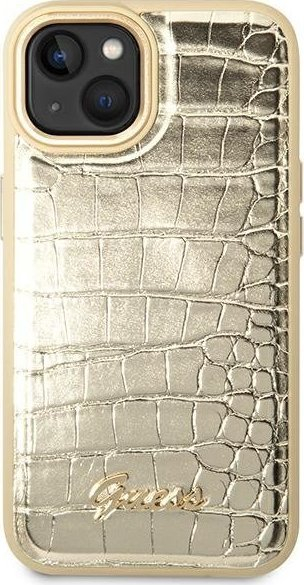Guaskë telefoni Guess GUHCP14MHGCRHD Croco për iPhone 14 Plus, ngjyrë e artë