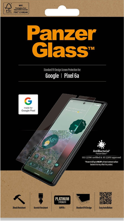 xham mbrojtës PanzerGlass 4770 për Google Pixel 6a, xham i fortë, transparent