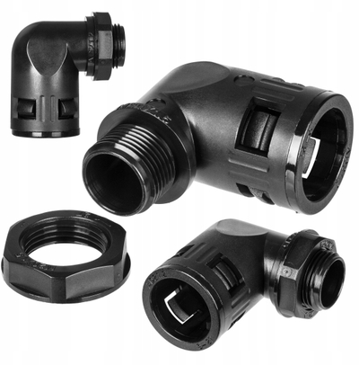 Kufizues këndor polyamide Ana-Quick, 90°, M20x1.5, për tuba 17mm, i zi