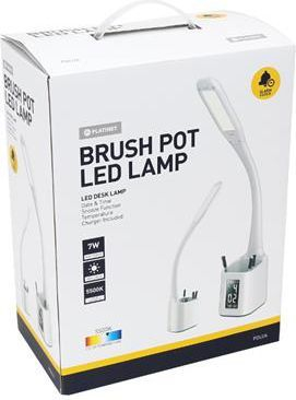 Lampë tavoline Platinet PDLU6, me trup të përthyeshëm, me ekran digjital, e bardhë