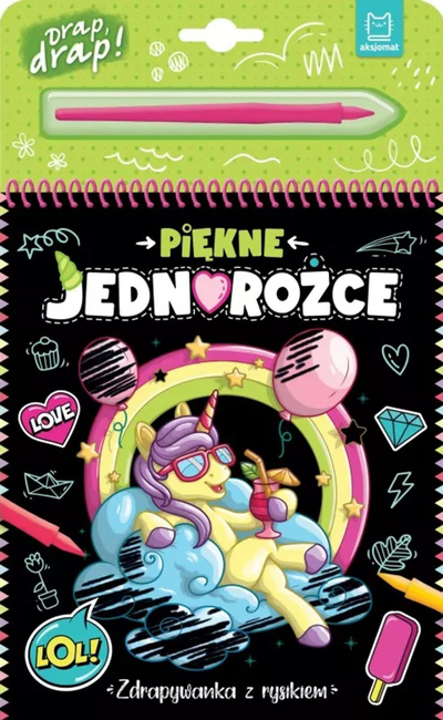Libër kreativ me gërvishtje “Beautiful Unicorns”, me stilus, për kalamaj