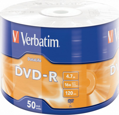 DVD disk Verbatim DataLife, 4.7GB, 16x, pako 50 copë, Matt Silver