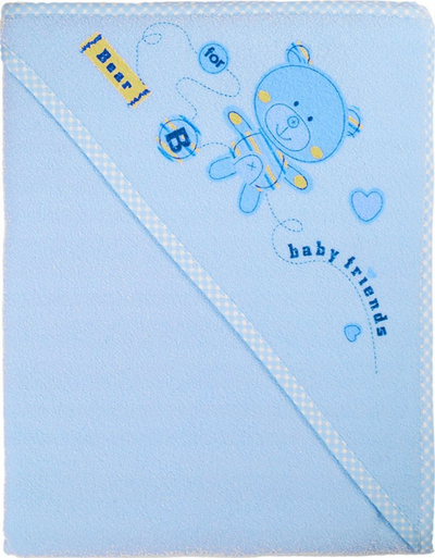 Peshqir për bebe me kapuç Duet Baby MARINI, 100x100 cm, frotë termike, blu
