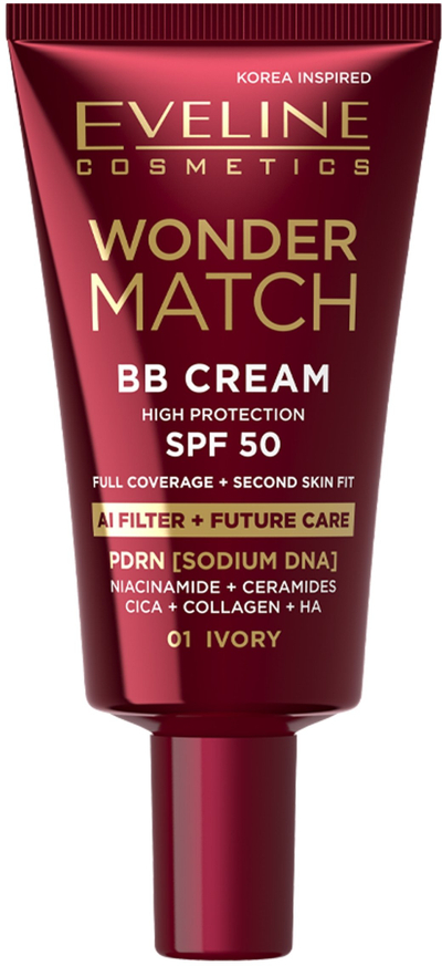 BB крем Eveline Wonder Match, SPF 50, 30 ml, нијанса 01 Слонова коска