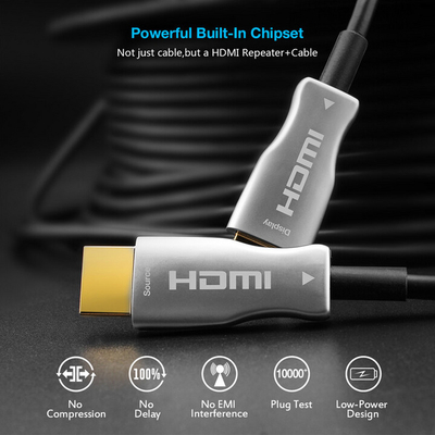 Kabllo optike PremiumCord High Speed ​​me Ether. 4K@60Hz, 15m, M/M, e zezë