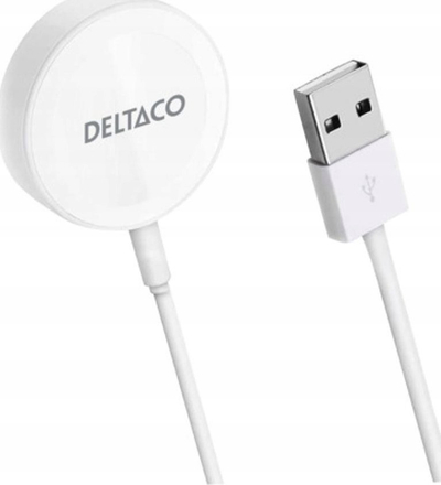 Karikues për smartwatch Deltaco për Apple Watch, USB A, kabllo 1 m, i bardhë