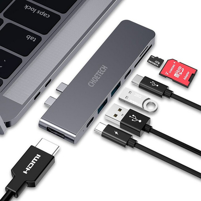 Hub Choetech, HUB-M14, USB-C, 2x USB-A 3.0, HDMI 4K, PD 100W, lexues karte
