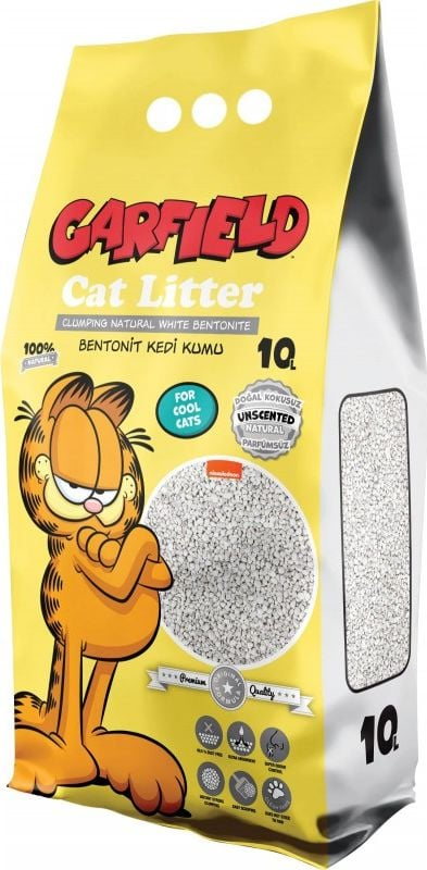 Rërë higjienike për mace Garfield Natural, 10L, bentonit i bardhë, natyrale