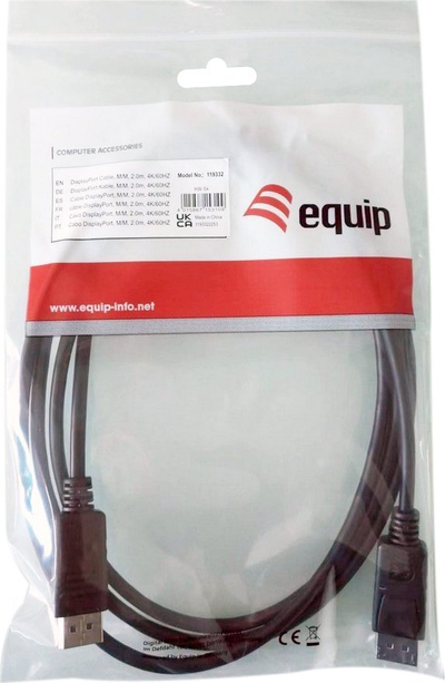 Kabllo DisplayPort LevelOne Equip 119339, 1.2, 10m, e zezë