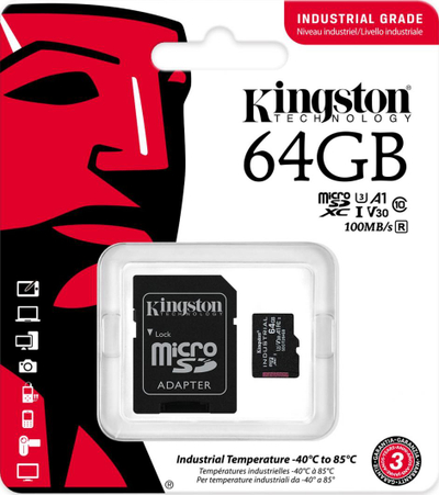 Kartë memorie Kingston Industrial MicroSDXC, 64 GB, 10 UHS-I / U3 A1 V30 (SDCIT2 / 64GB)