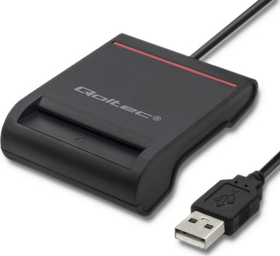 Lexues karte ID Qoltec 50642, USB 2.0, kabllo 0.9m, i zi