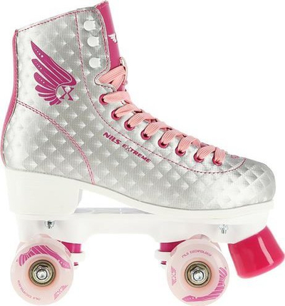 Patina me rrota Nils Extreme Retro Classic, lekure sintetike, nr 41, argjend me roze