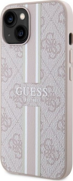 Maskë telefoni Guess 4G Printed Stripes për iPhone 14 Plus, MagSafe, rozë