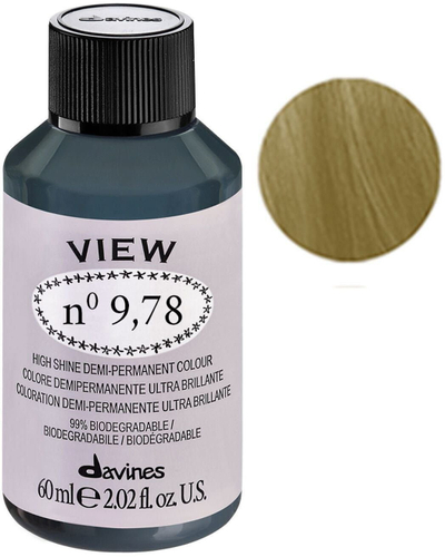 Bojë gjysmë e përhershme flokësh Davines View Nr. 9,78, 60 ml, ngjyrë e artë