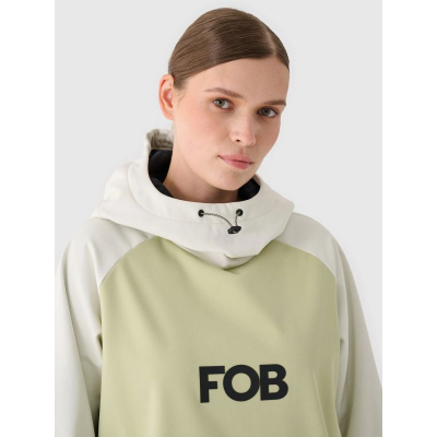 Bluzë snowboard me kapuç 4F FOB, për goca, softshell, bezhë e hapur