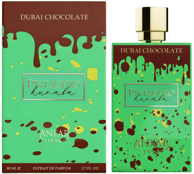 Parfum Anfar 1950 Pistachio Kunafa Dubai Chocolate, extrait de parfum unisex 80ml, jeshile