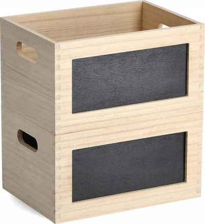 Organizues druri Zeller Wooden Box Organizer With Chalkboard, me tabelë shkumësi, 28 x 20 x 15 cm, ngjyrë natyrale