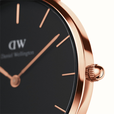 Orë dore Daniel Wellington Classic Petite Cornwall DW00100247, 28mm, rose gold, e zezë