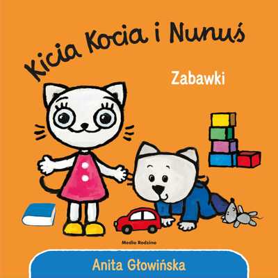 Libër ilustrues Media Rodzina Kicia Kocia i Nunuś Zabawki, për fëmijë, gjuhë polonisht, portokalli