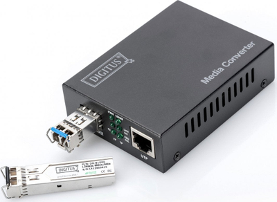 Konvertues media Digitus Gigabit, RJ45 në SFP, i zi