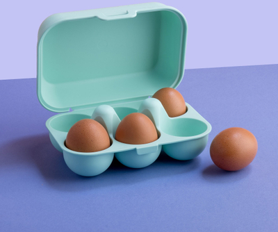 Kuti vezësh Koziol Eggs To Go Mini, për 6 vezë, plastike, e gjelbër