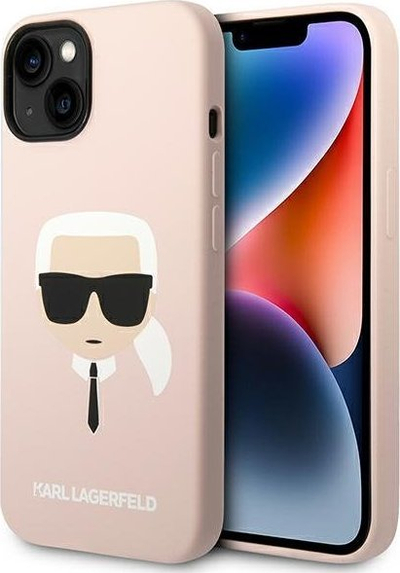 Mbështjellës telefoni Karl Lagerfeld KLHMP14MSLKHLP, për iPhone 14 Plus, silikon, me MagSafe, rozë e çelët