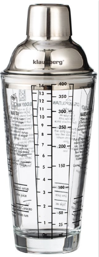 Shaker koktejli Klausberg, xham, 400 ml, me receta, i tejdukshëm